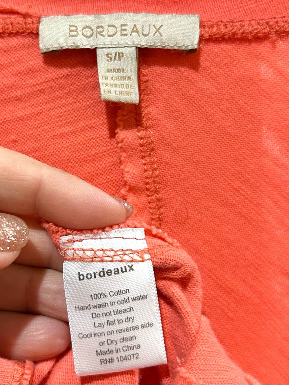 Anthropologie Bordeaux Noelie Coral Dolman Top Casual Relaxed Cotton Size S - Picture 7 of 7